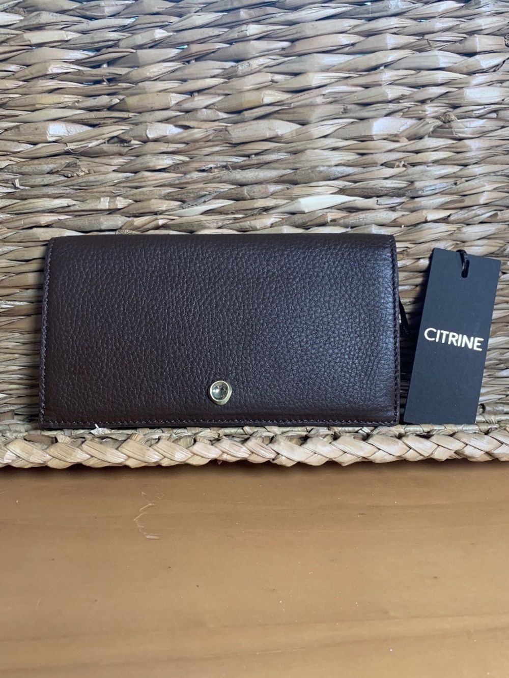 Citrine brown pebbled leather wallet NWT